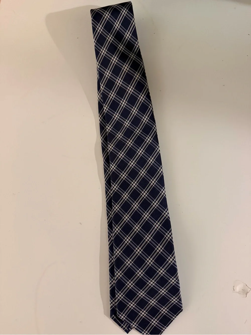 Takeo Kikuchi Men's Navy Blue Plaid Tie - Classic Dress Tie